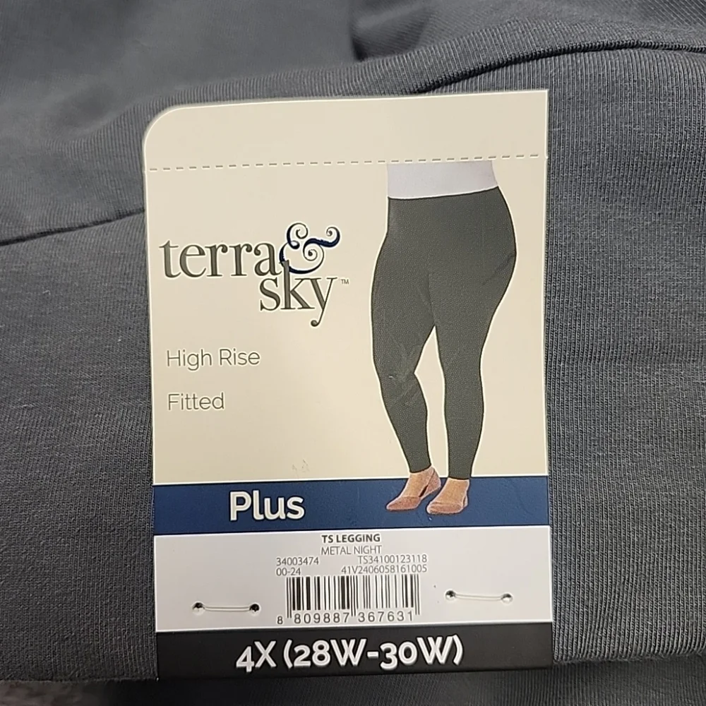 New Terra & Sky Women's High-Waisted Ankle Length Legging Plus Size 4X Grey - Picture 5 of 12